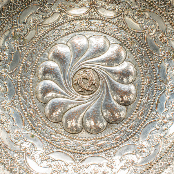 Pair of Antique Presentation Serving Dishes, Indian Silver Plate Bowl, Victorian