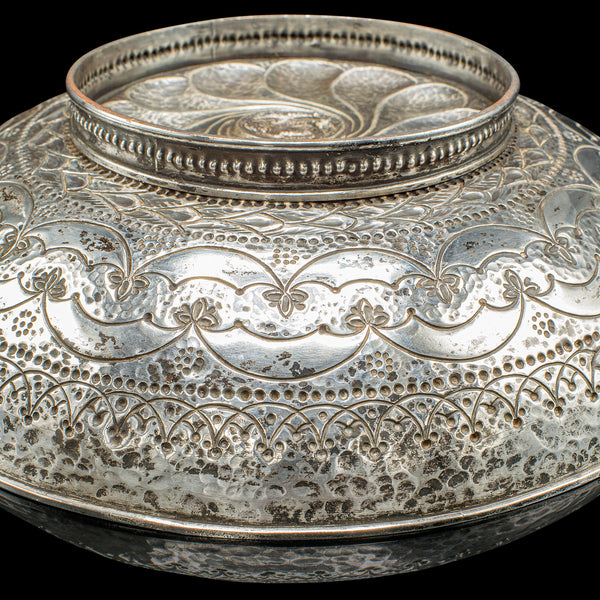 Pair of Antique Presentation Serving Dishes, Indian Silver Plate Bowl, Victorian