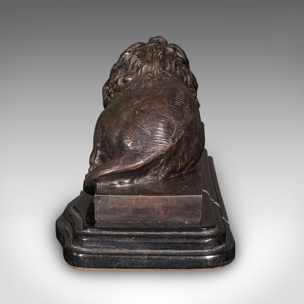 Vintage Recumbent Lion, French, Bronze, Marble, After Canova, Mid 20th Century