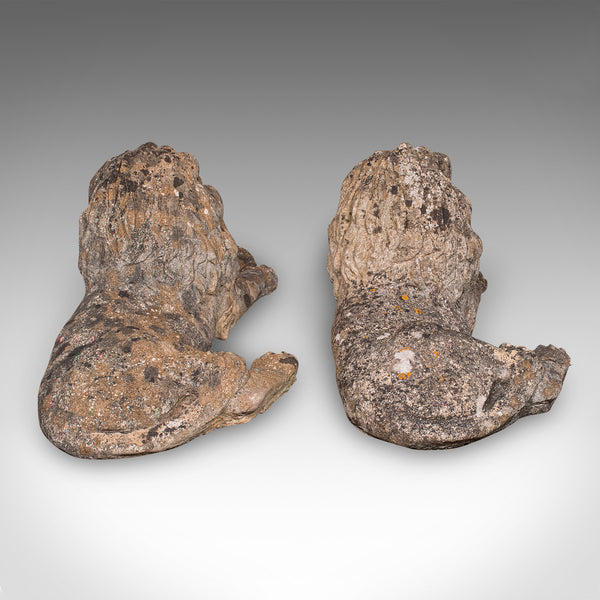 Pair of Antique Garden Lions, English, Outdoor, Fireside, Ornamental, Edwardian