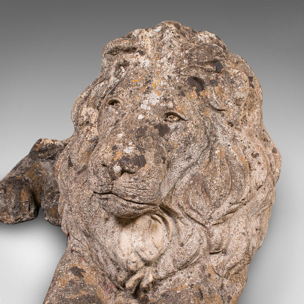 Pair of Antique Garden Lions, English, Outdoor, Fireside, Ornamental, Edwardian