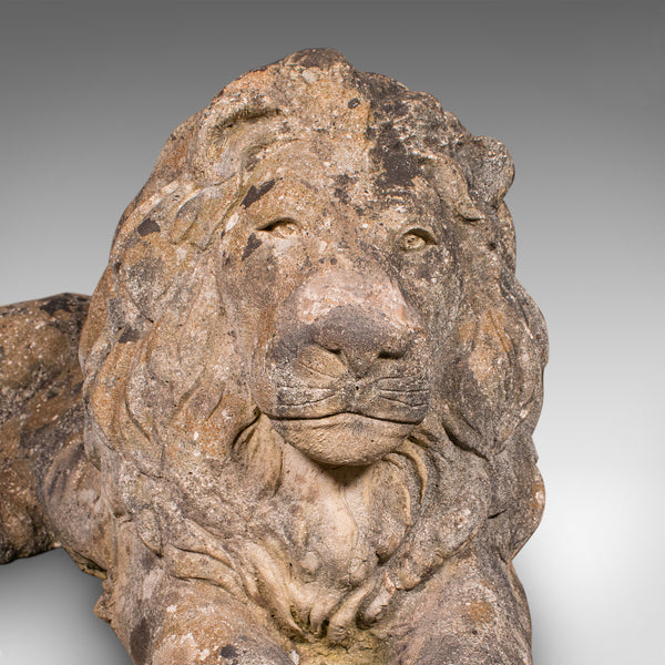 Pair of Antique Garden Lions, English, Outdoor, Fireside, Ornamental, Edwardian
