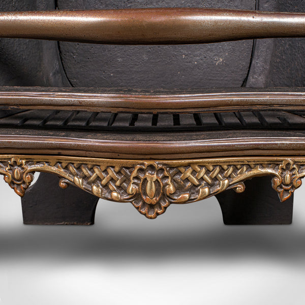 Antique Fire Basket, English, Cast Iron, Hearth, Georgian Revival, Victorian
