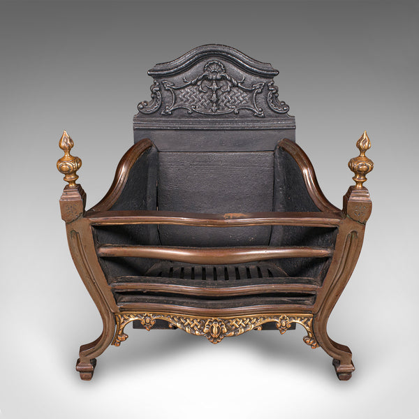 Antique Fire Basket, English, Cast Iron, Hearth, Georgian Revival, Victorian