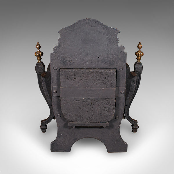 Antique Fire Basket, English, Cast Iron, Hearth, Georgian Revival, Victorian