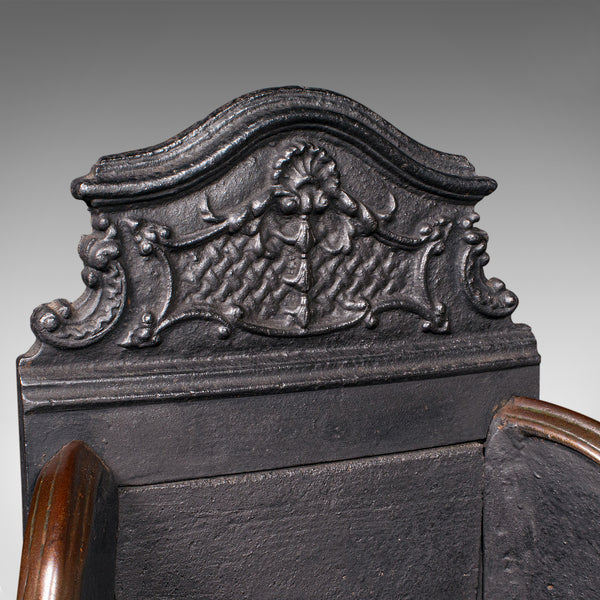 Antique Fire Basket, English, Cast Iron, Hearth, Georgian Revival, Victorian
