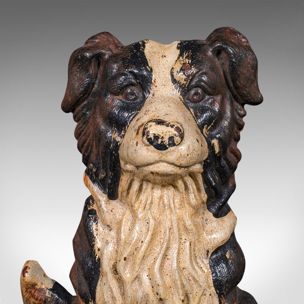 Pair of Antique Border Collie Doorstops, English, Dog, Door Keepers, Victorian