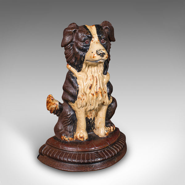 Pair of Antique Border Collie Doorstops, English, Dog, Door Keepers, Victorian
