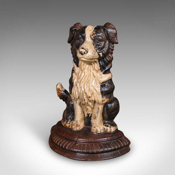 Pair of Antique Border Collie Doorstops, English, Dog, Door Keepers, Victorian