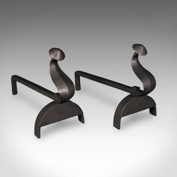 Large Antique Fireplace Set, English, Fire Basket, Andirons, Gothic, Edwardian