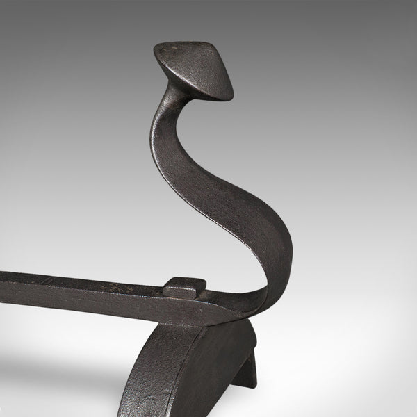 Large Antique Fireplace Set, English, Fire Basket, Andirons, Gothic, Edwardian