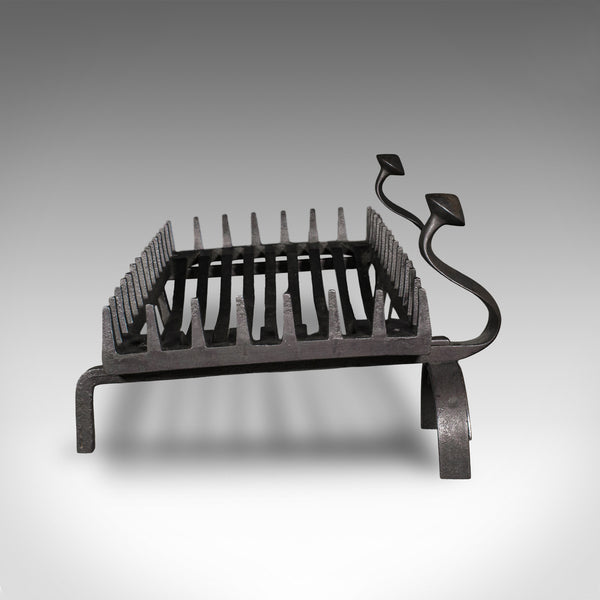 Large Antique Fireplace Set, English, Fire Basket, Andirons, Gothic, Edwardian