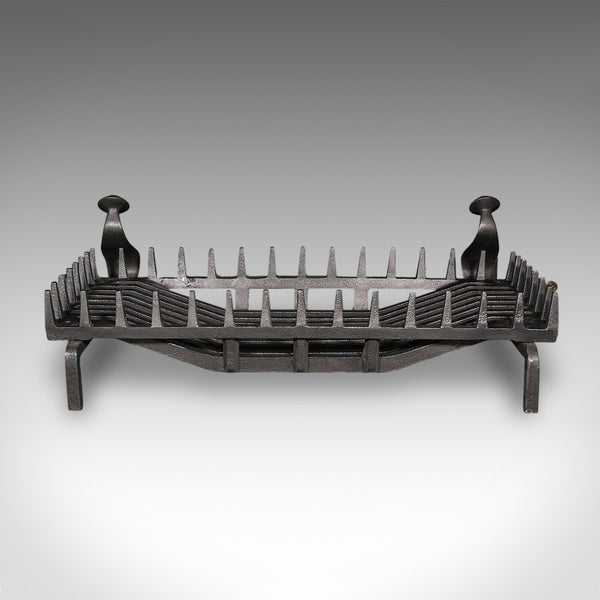 Large Antique Fireplace Set, English, Fire Basket, Andirons, Gothic, Edwardian