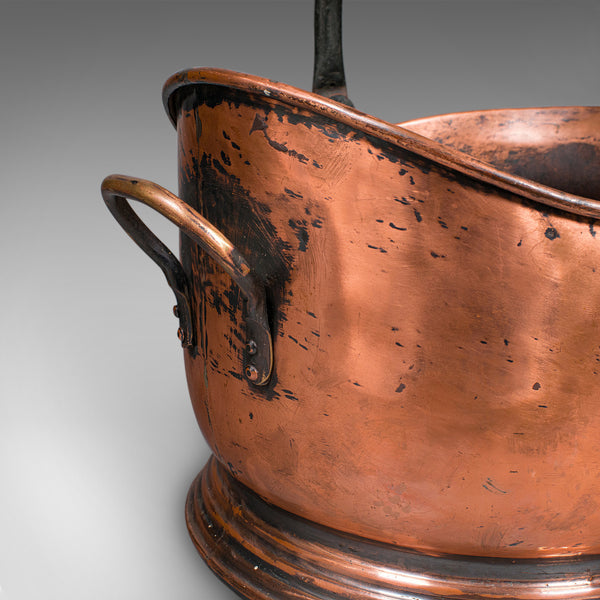 Vintage Regimental Mess Coal Bucket, English, Copper, Fireside Helmet Scuttle