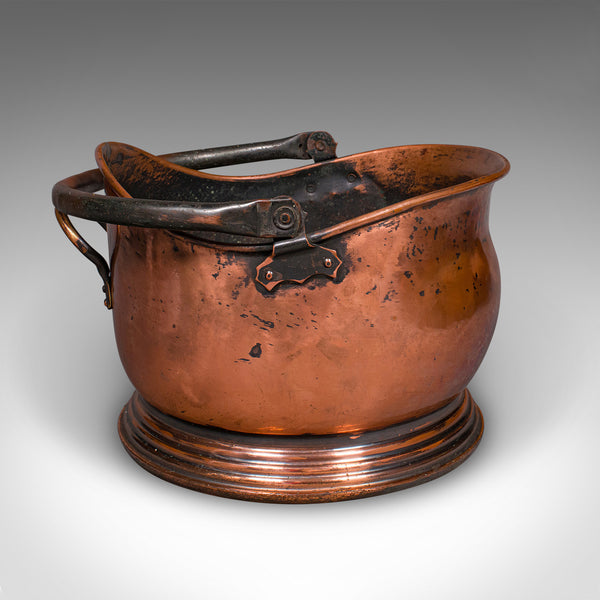 Vintage Regimental Mess Coal Bucket, English, Copper, Fireside Helmet Scuttle