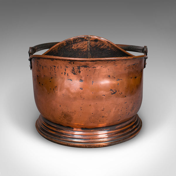 Vintage Regimental Mess Coal Bucket, English, Copper, Fireside Helmet Scuttle