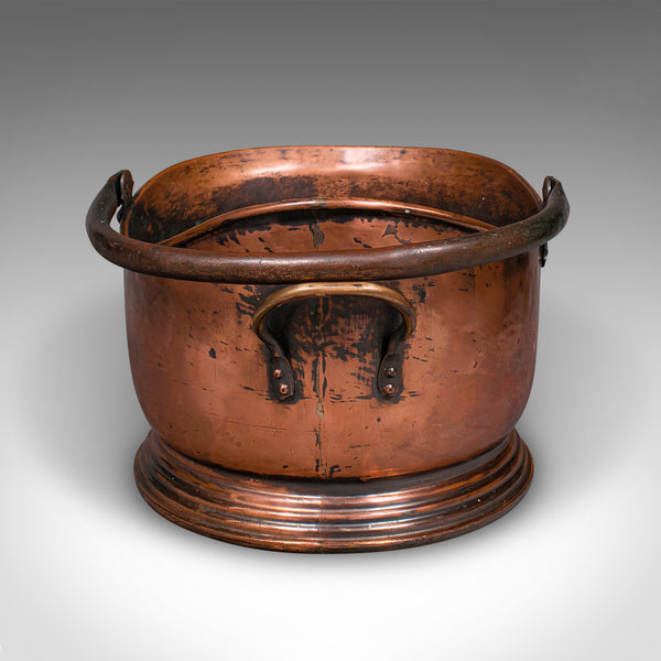 Vintage Regimental Mess Coal Bucket, English, Copper, Fireside Helmet Scuttle