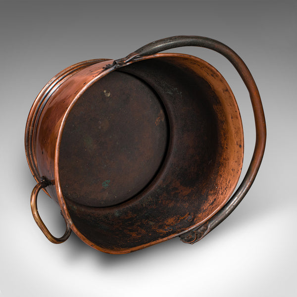 Vintage Regimental Mess Coal Bucket, English, Copper, Fireside Helmet Scuttle