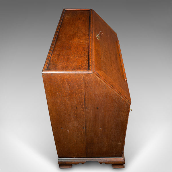 Large Antique Fall-Front Bureau, English, Oak, Writing Cabinet, Georgian, C.1750
