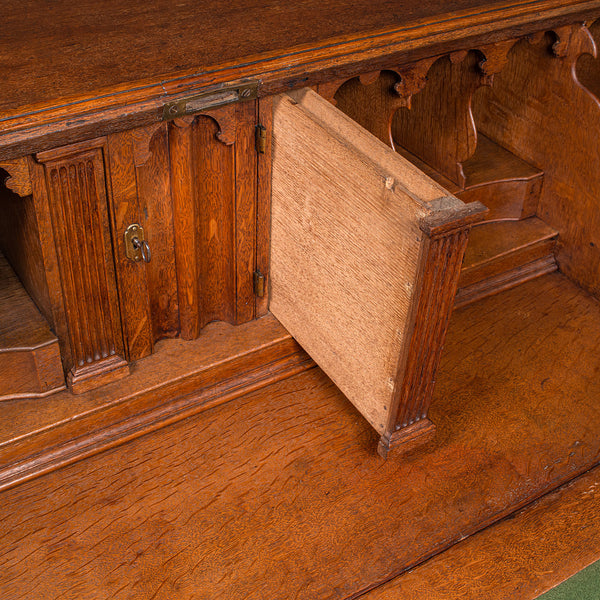 Large Antique Fall-Front Bureau, English, Oak, Writing Cabinet, Georgian, C.1750