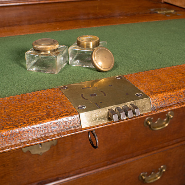 Large Antique Fall-Front Bureau, English, Oak, Writing Cabinet, Georgian, C.1750