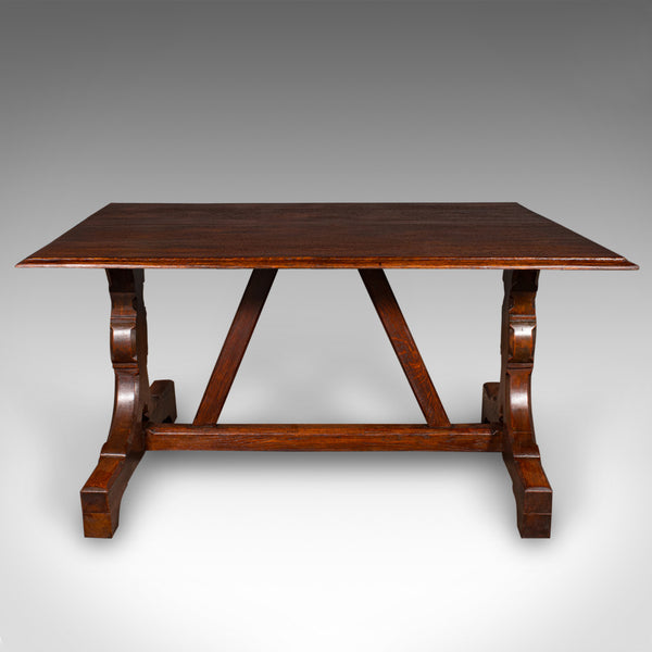 Antique Six Seat Country Kitchen Dining Table, English Oak, Refectory, Victorian