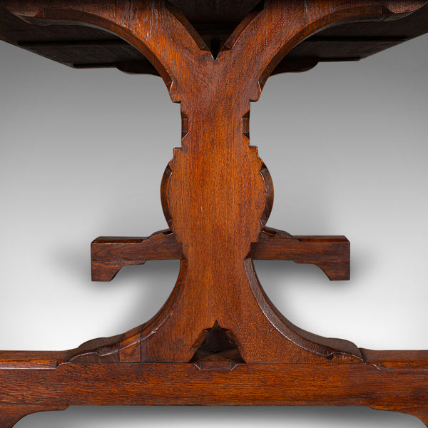 Antique Six Seat Country Kitchen Dining Table, English Oak, Refectory, Victorian