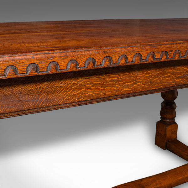 6 Seat Antique Dining Table, English, Oak, Country Kitchen, Refectory, Edwardian