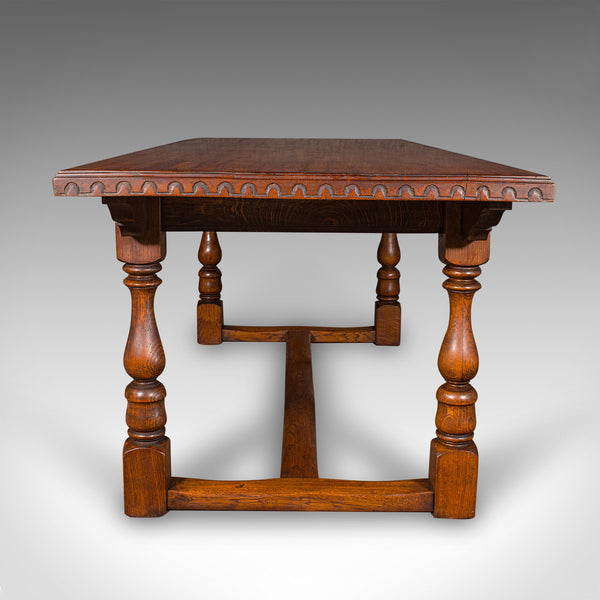 6 Seat Antique Dining Table, English, Oak, Country Kitchen, Refectory, Edwardian