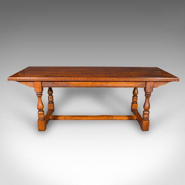 6 Seat Antique Dining Table, English, Oak, Country Kitchen, Refectory, Edwardian