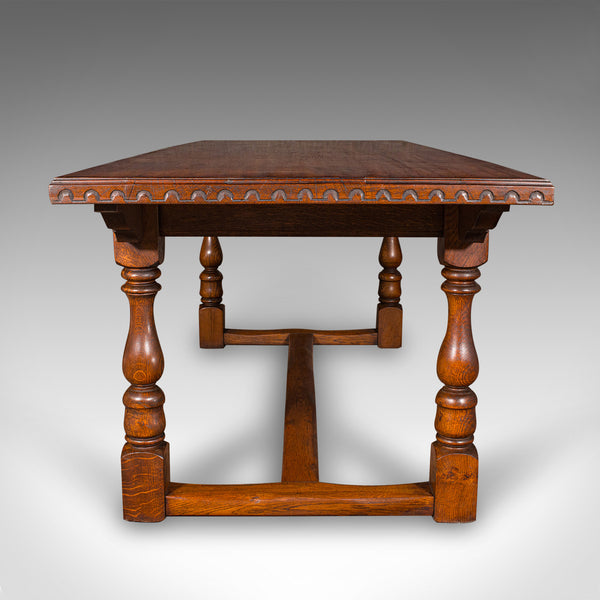 6 Seat Antique Dining Table, English, Oak, Country Kitchen, Refectory, Edwardian