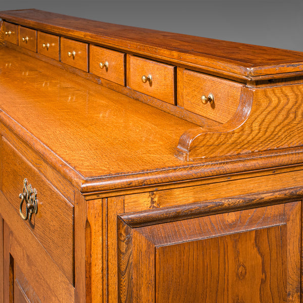 Large Antique Dresser Base, English Oak, Sideboard, Buffet, Wine Rack, Edwardian