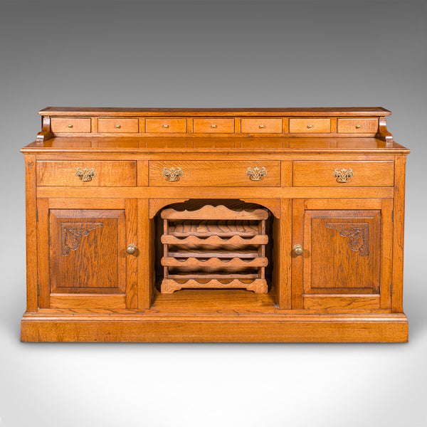 Large Antique Dresser Base, English Oak, Sideboard, Buffet, Wine Rack, Edwardian