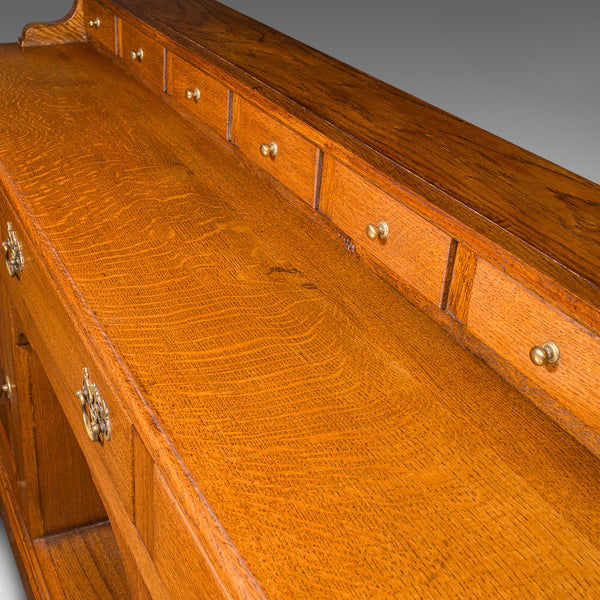 Large Antique Dresser Base, English Oak, Sideboard, Buffet, Wine Rack, Edwardian