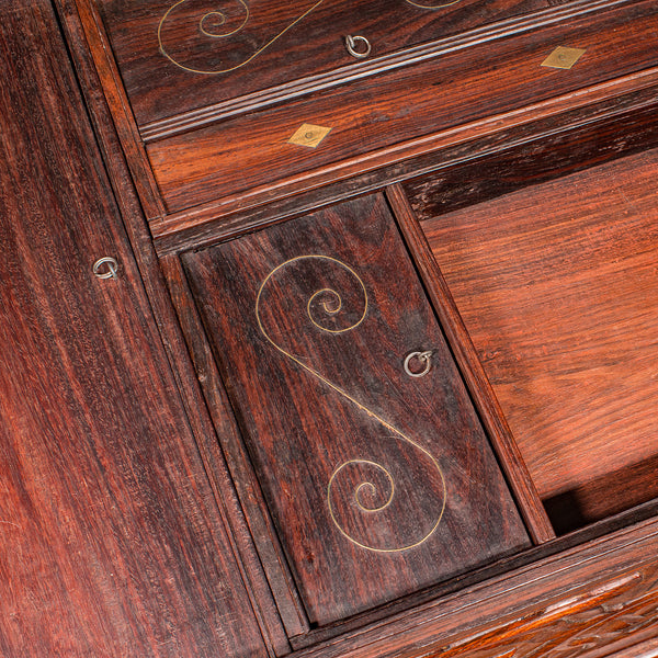 Antique Celebration Chest, Indian, Teak, Brass, Trunk, Coffee Table, Victorian