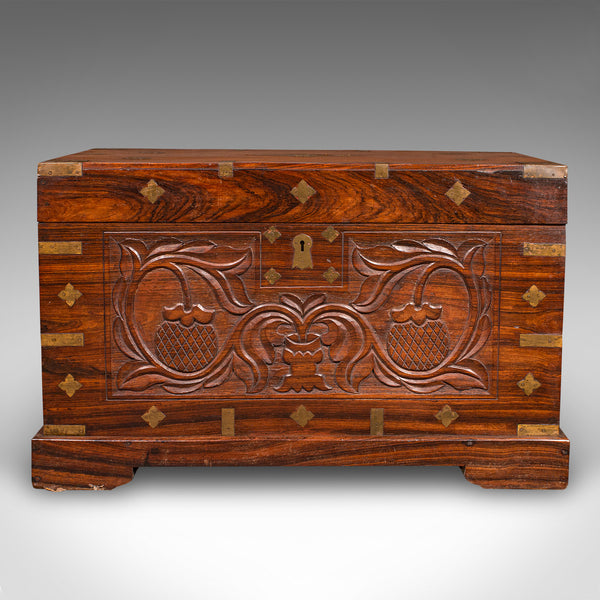 Antique Celebration Chest, Indian, Teak, Brass, Trunk, Coffee Table, Victorian