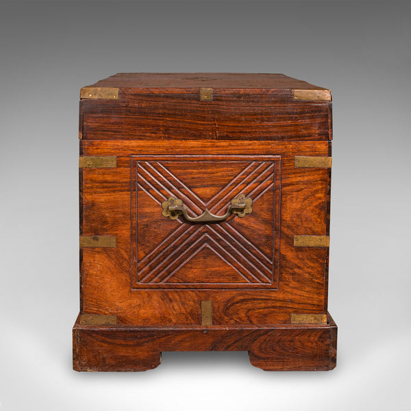Antique Celebration Chest, Indian, Teak, Brass, Trunk, Coffee Table, Victorian
