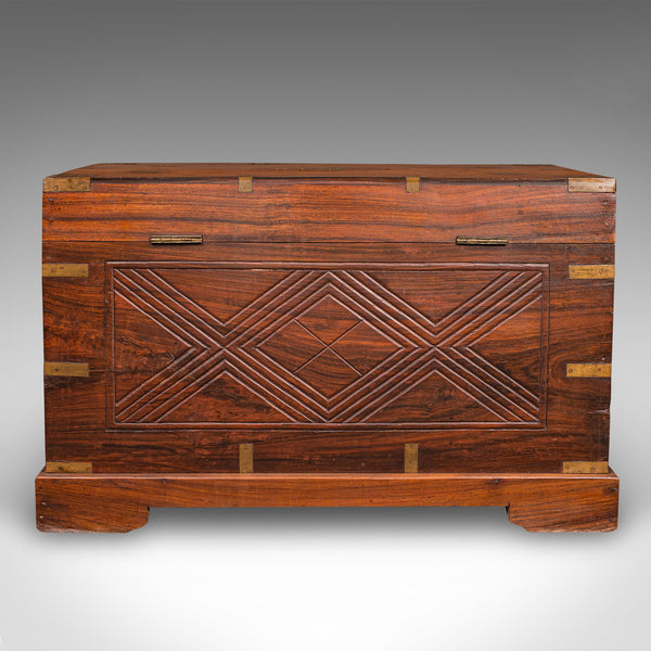 Antique Celebration Chest, Indian, Teak, Brass, Trunk, Coffee Table, Victorian