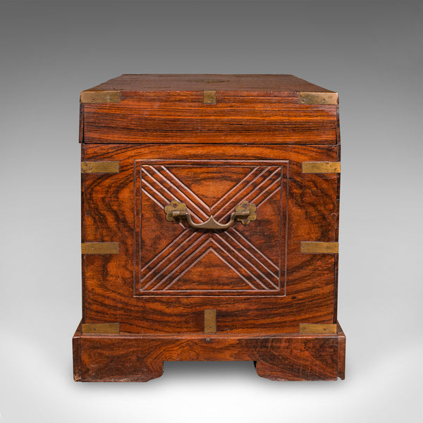 Antique Celebration Chest, Indian, Teak, Brass, Trunk, Coffee Table, Victorian