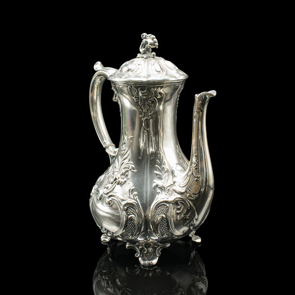 Antique 4 Piece Tea Service, English, Silver Plate, Coffee Pot, Edwardian, 1910