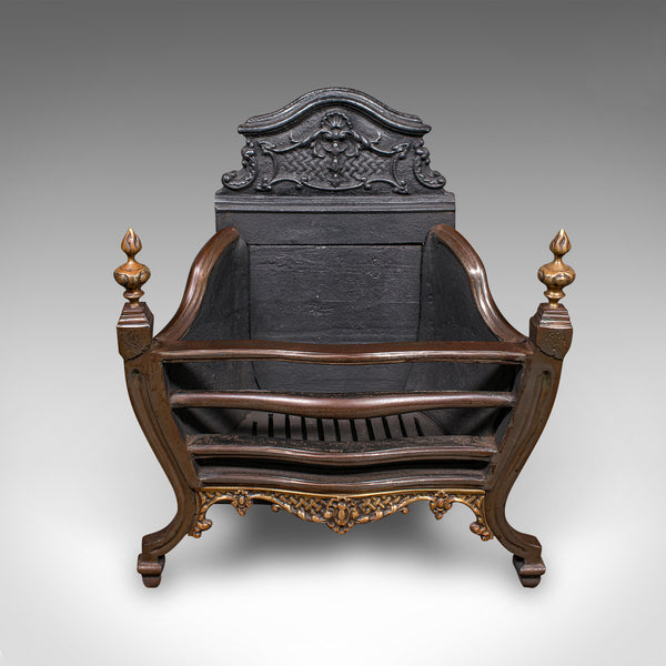 Antique Free-standing Fire Basket, English, Hearth, Georgian Revival, Victorian