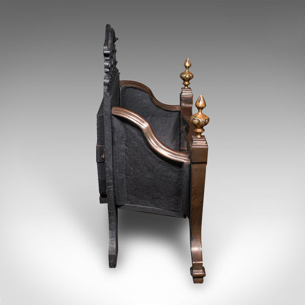 Antique Free-standing Fire Basket, English, Hearth, Georgian Revival, Victorian