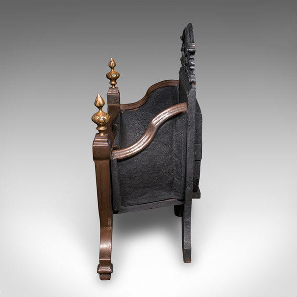 Antique Free-standing Fire Basket, English, Hearth, Georgian Revival, Victorian