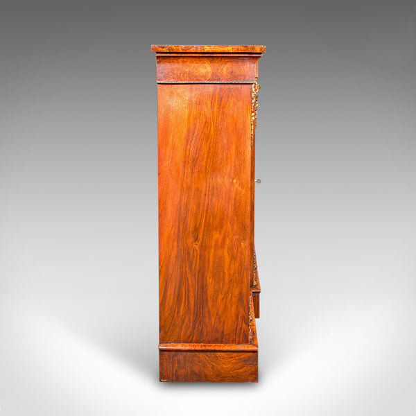 Antique Display Bookcase, English, Walnut, Breakfront Library Cabinet, Regency