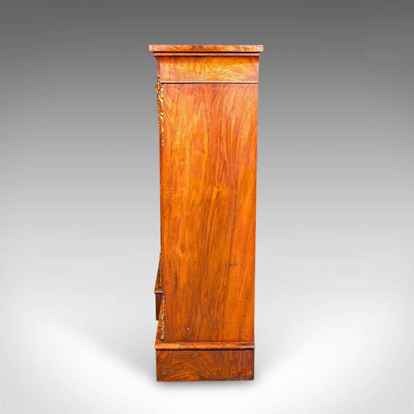 Antique Display Bookcase, English, Walnut, Breakfront Library Cabinet, Regency