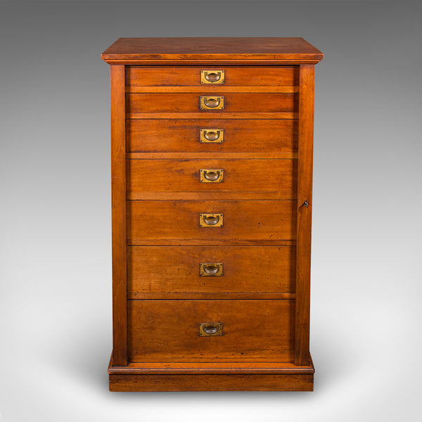 Antique Wellington Chest, English Walnut Specimen Collector's Drawers, Victorian