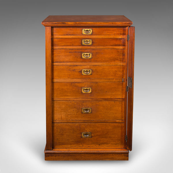 Antique Wellington Chest, English Walnut Specimen Collector's Drawers, Victorian