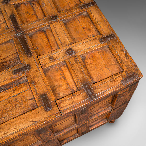 Vintage Storage Chest, Indian Pine Pithara Trunk, Colonial Revival, Coffee Table