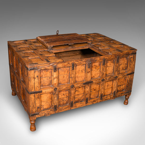 Vintage Storage Chest, Indian Pine Pithara Trunk, Colonial Revival, Coffee Table
