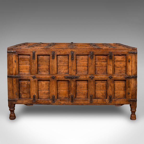 Vintage Storage Chest, Indian Pine Pithara Trunk, Colonial Revival, Coffee Table